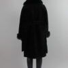 BUVAIA Czarny wełniany płaszcz Teddy Coat z futrem naturalnym lisa