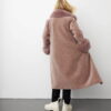 BUVAIA Różowe wełniany płaszcz Teddy Coat z futrem naturalnym lisa