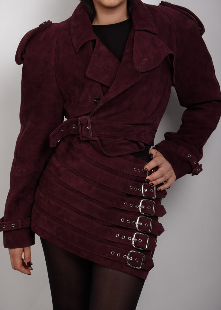 Spódnica skórzana zamszowa ze skóry naturalnej