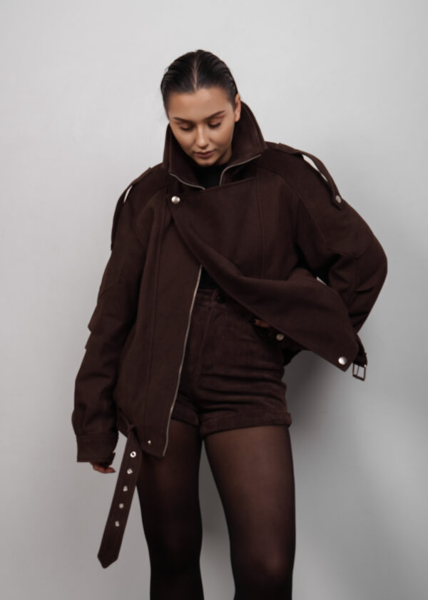 BUVAIA kurtka skórzana oversize