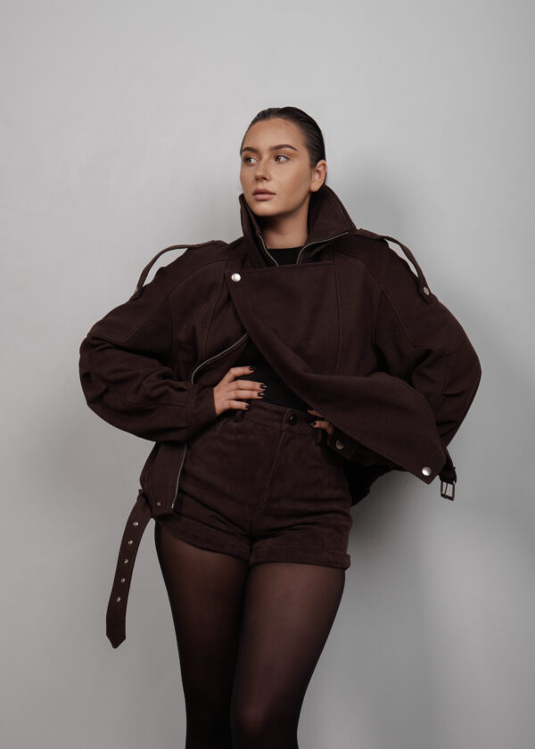 BUVAIA kurtka skórzana oversize