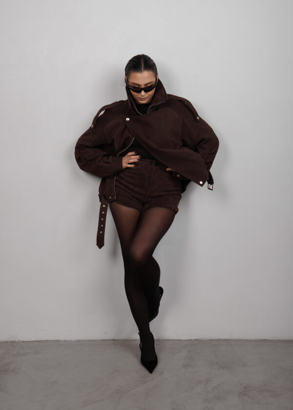 BUVAIA kurtka skórzana oversize