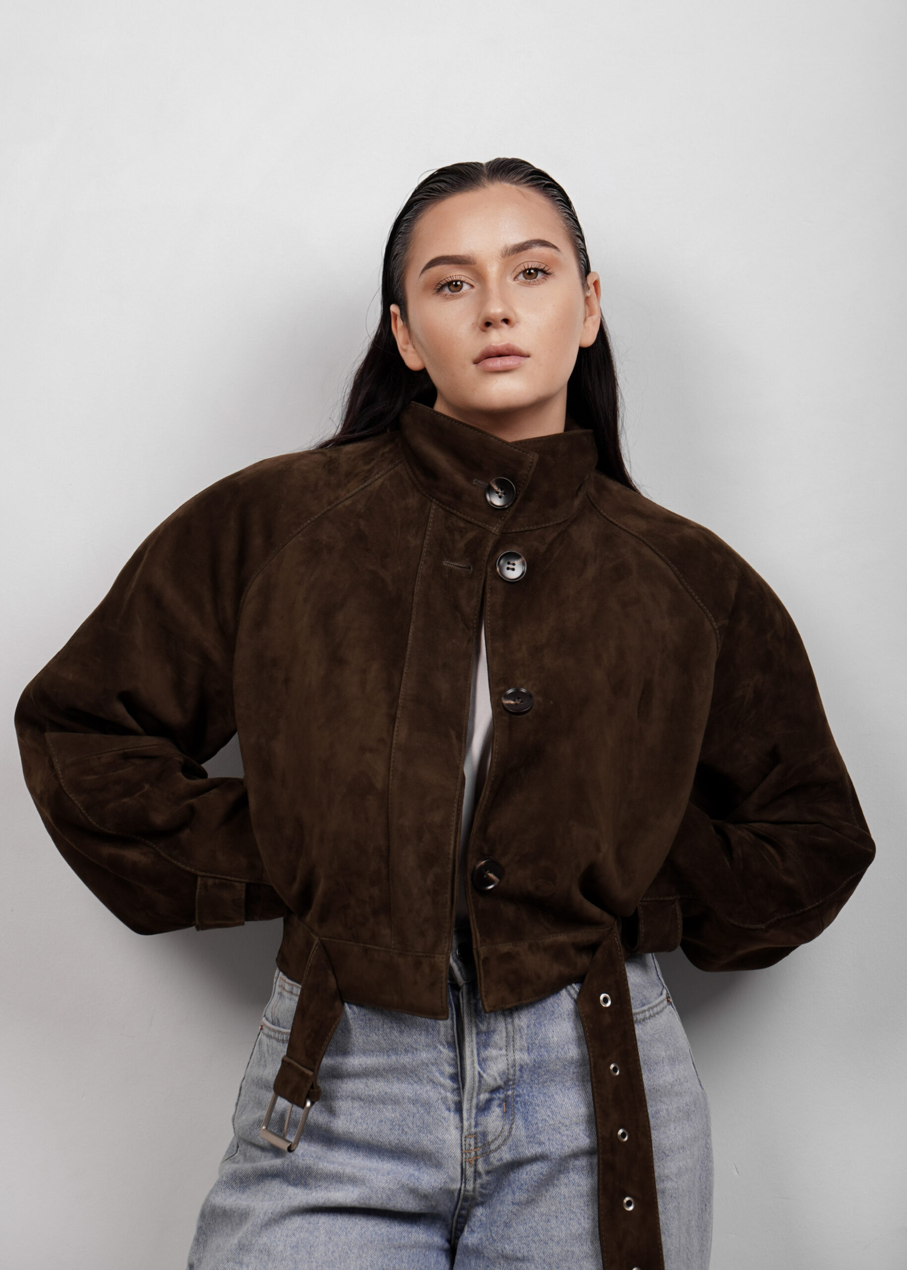 BUVAIA minimalistyczna prosta kurtka skórzana