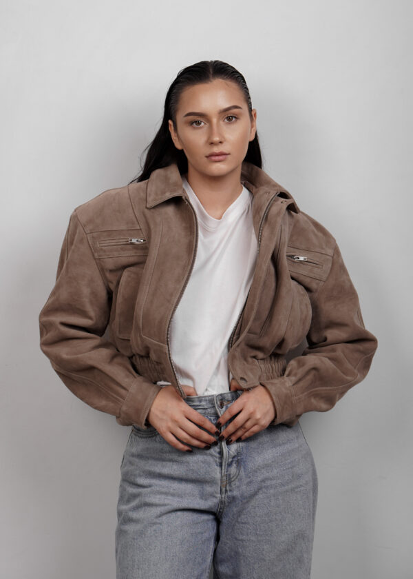 Kurtka skórzana zamszowa bomber BUVAIA