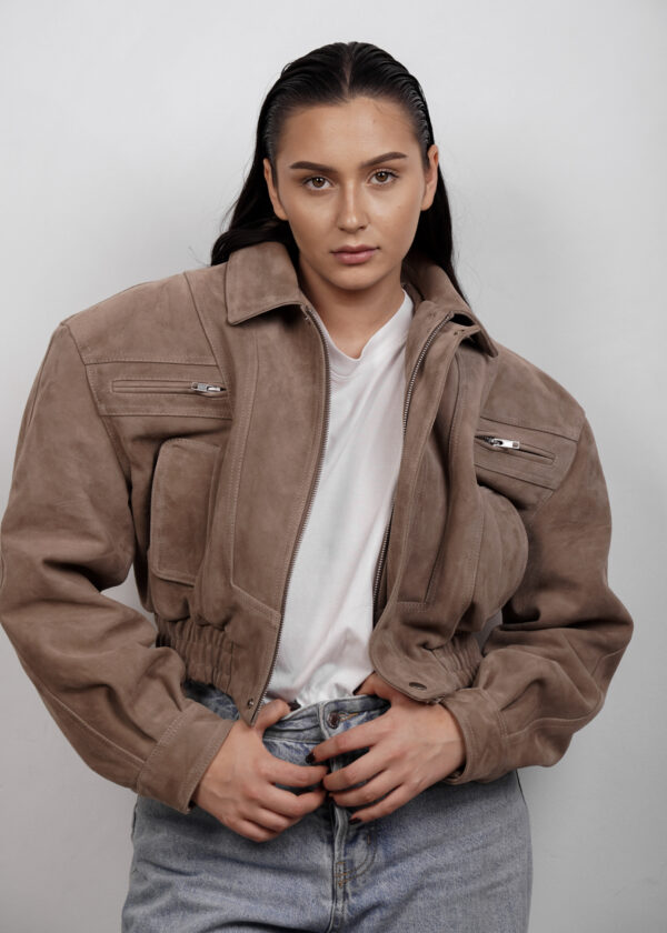 Kurtka skórzana zamszowa bomber BUVAIA